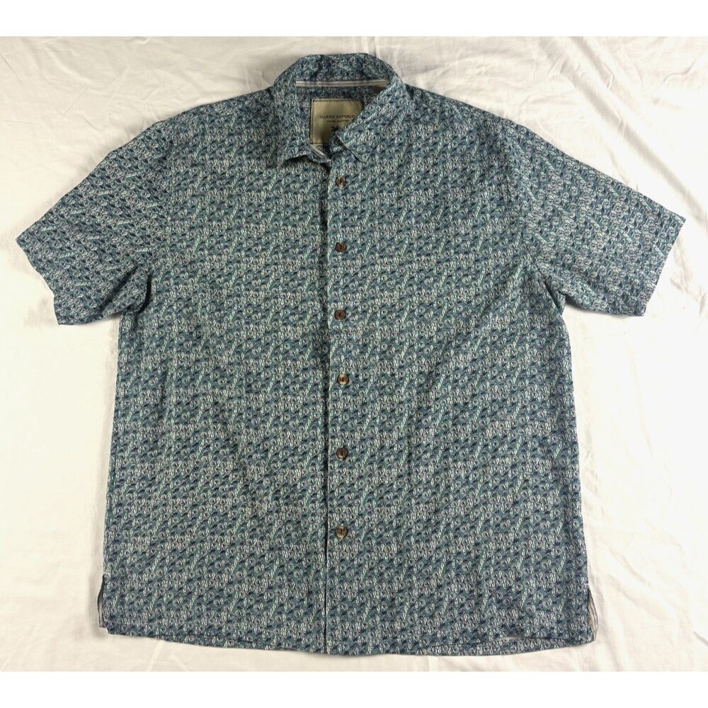Island Republic Vintage Collection 100% Silk Shirt Men XL Fish Seashell Print